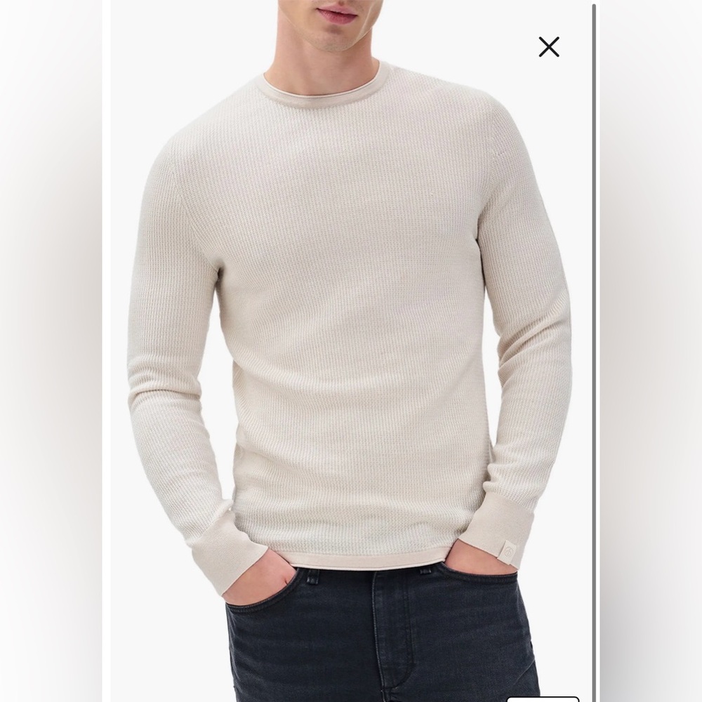 NWT- rag & bone Gregory Merino Long Sleeve Crew, Desert Sand, size M